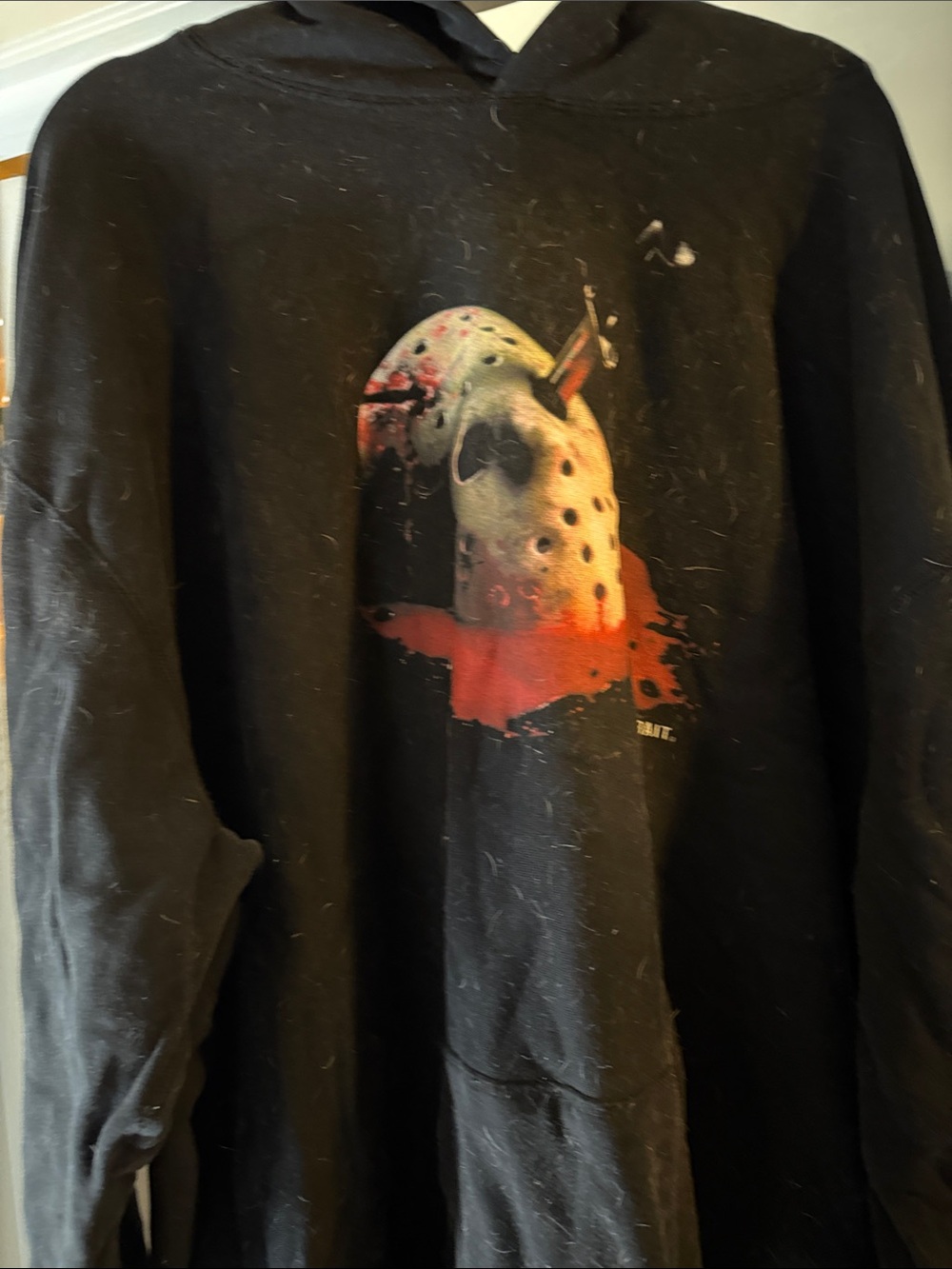 Black Graphic Hoodie with Horror Mask Print